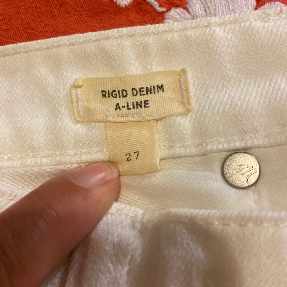 Madewell Rigid Denim A-Line Mini Skirt-Tile White - Picture 6 of 8